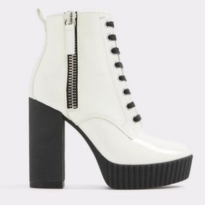 Aldo white heel boots size 6.5